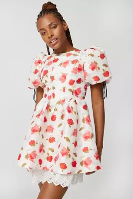 For Love & Lemons Jesse Puff Sleeve Floral Mini Dress