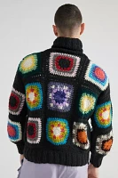 Monitaly Chamula Granny Square Crochet Turtleneck Sweater