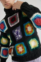 Monitaly Chamula Granny Square Crochet Turtleneck Sweater