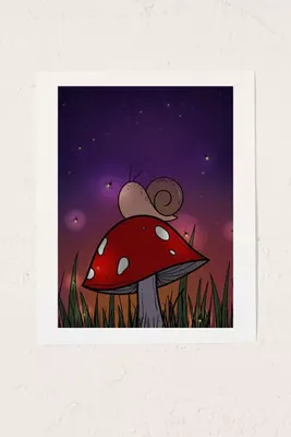 Plantspace Mushroom Cat Monday Art Print