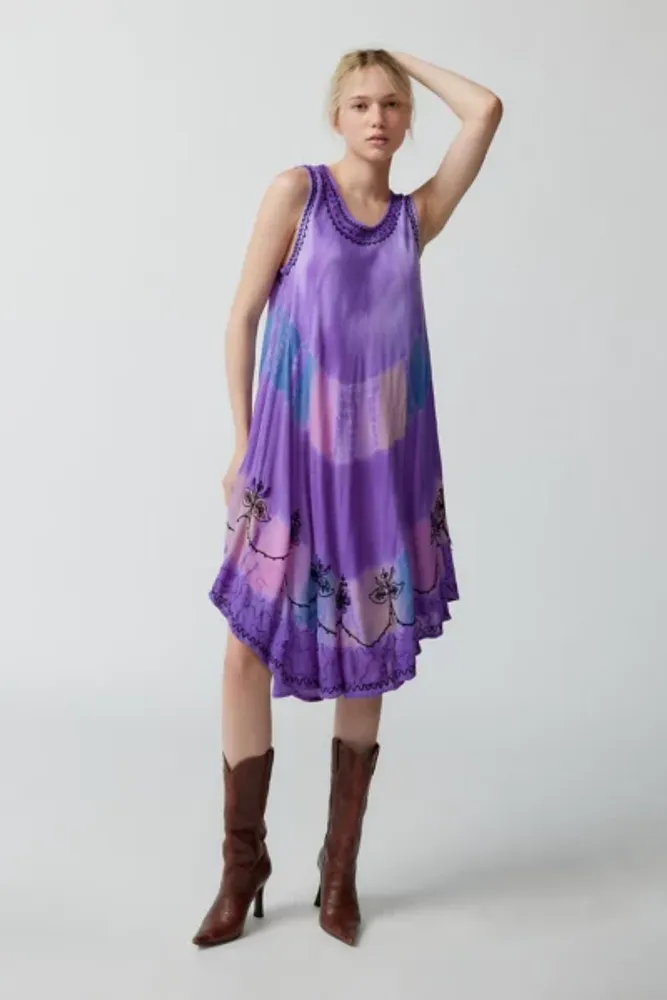 Grateful Dead Space Bears Tie-Dye T-Shirt Dress in Purple, Women's at Urban Outfitters