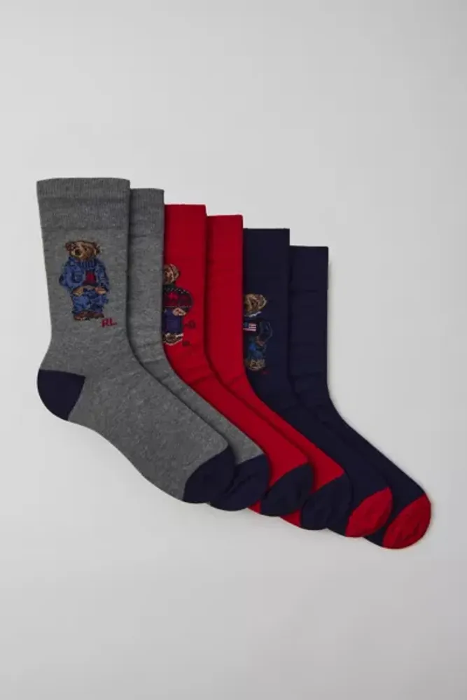 Urban Outfitters Polo Ralph Lauren Assorted Bears Crew Sock 3-Pack