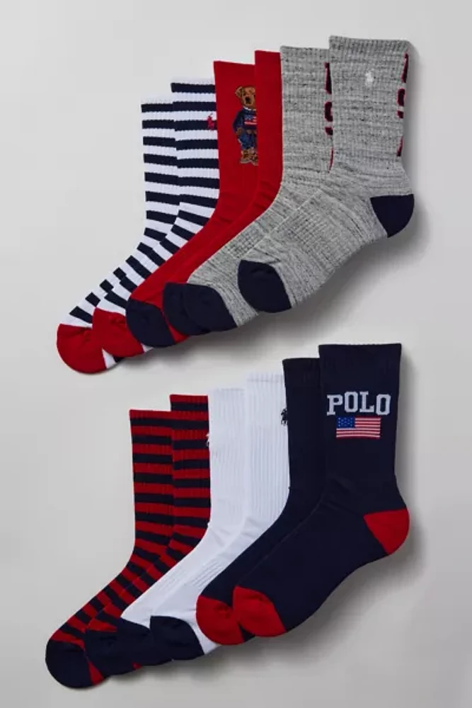 Polo Ralph Lauren Bear Crew Sock 6-Pack