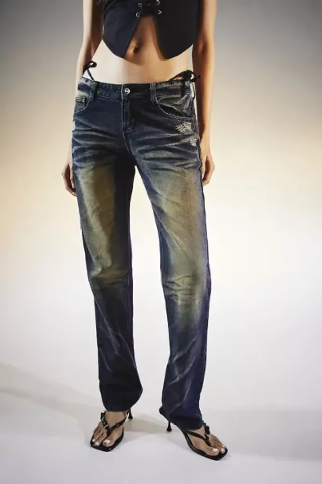 Jaded London Scratchy Distressed Low-Rise Jean