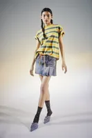 Jaded London Side-Pleated Denim Mini Skirt