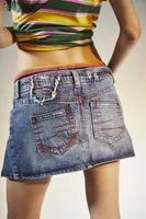 Jaded London Side-Pleated Denim Mini Skirt