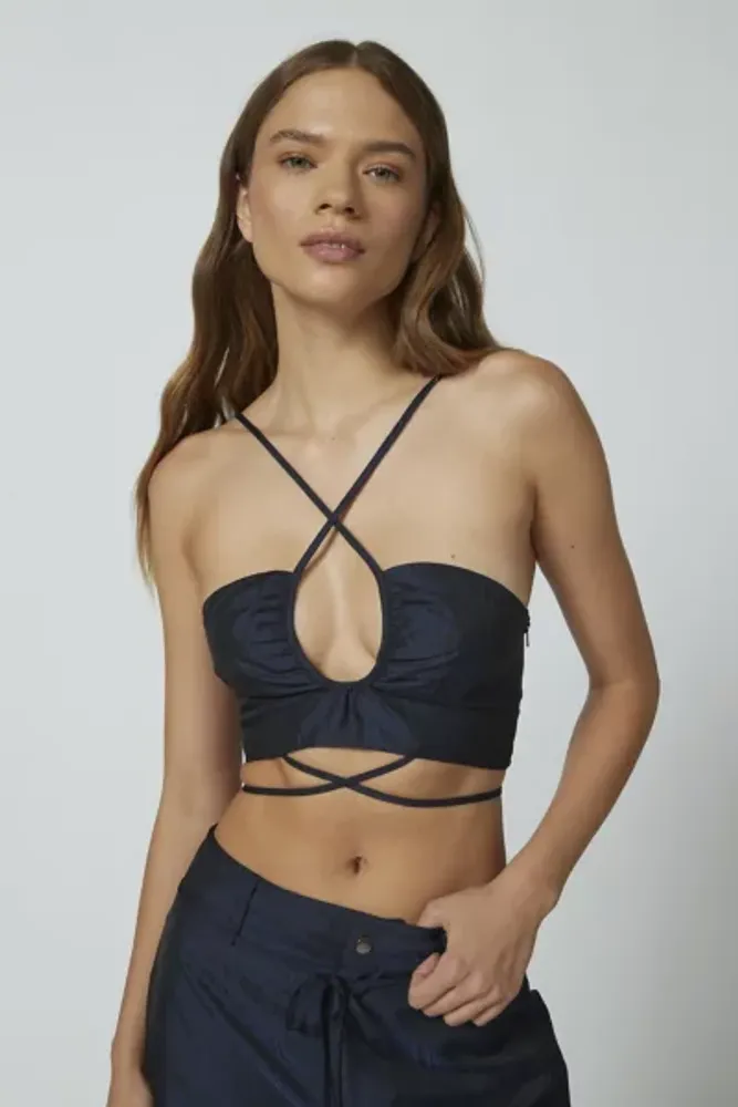 Urban Outfitters Hosbjerg Lauryn Wood Strappy Cropped Top