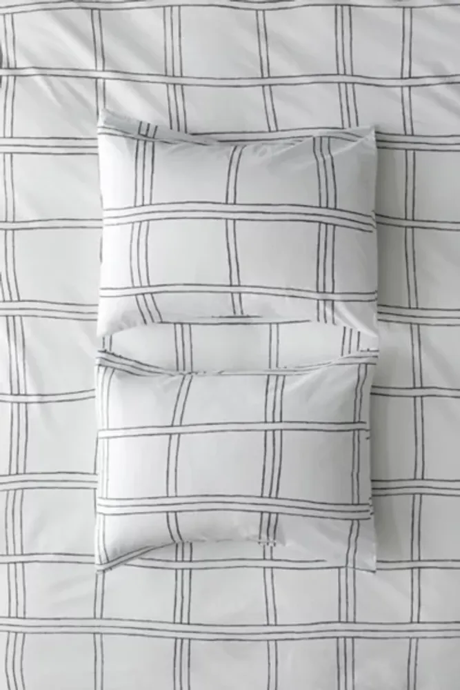 Washed Cotton Wiggle Grid Sham Set