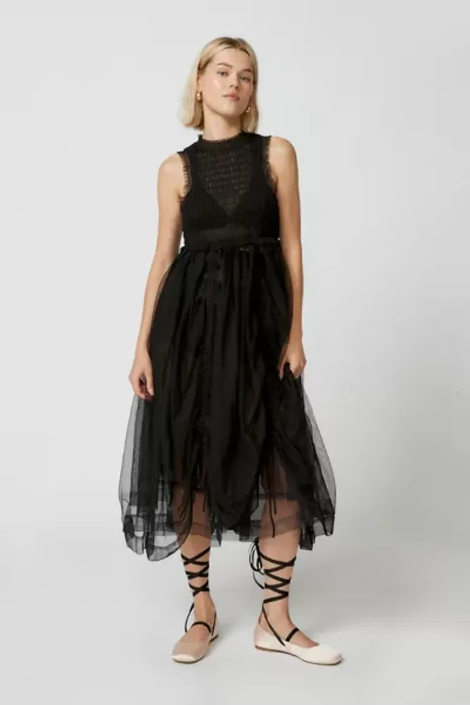 Urban Outfitters UO Becky Sheer Tulle Midi Dress