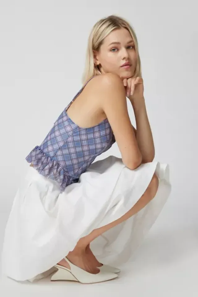 Urban Outfitters Kimchi Blue Jadeline Plaid Ruffle Cami