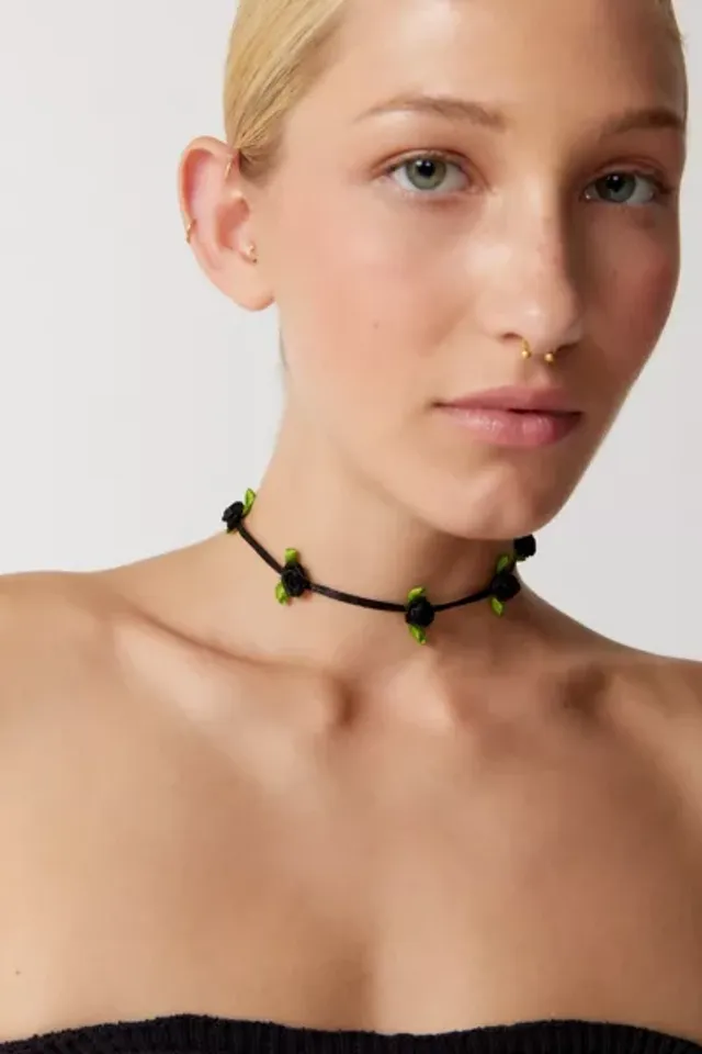 Rosette Cord Wrap Choker Necklace