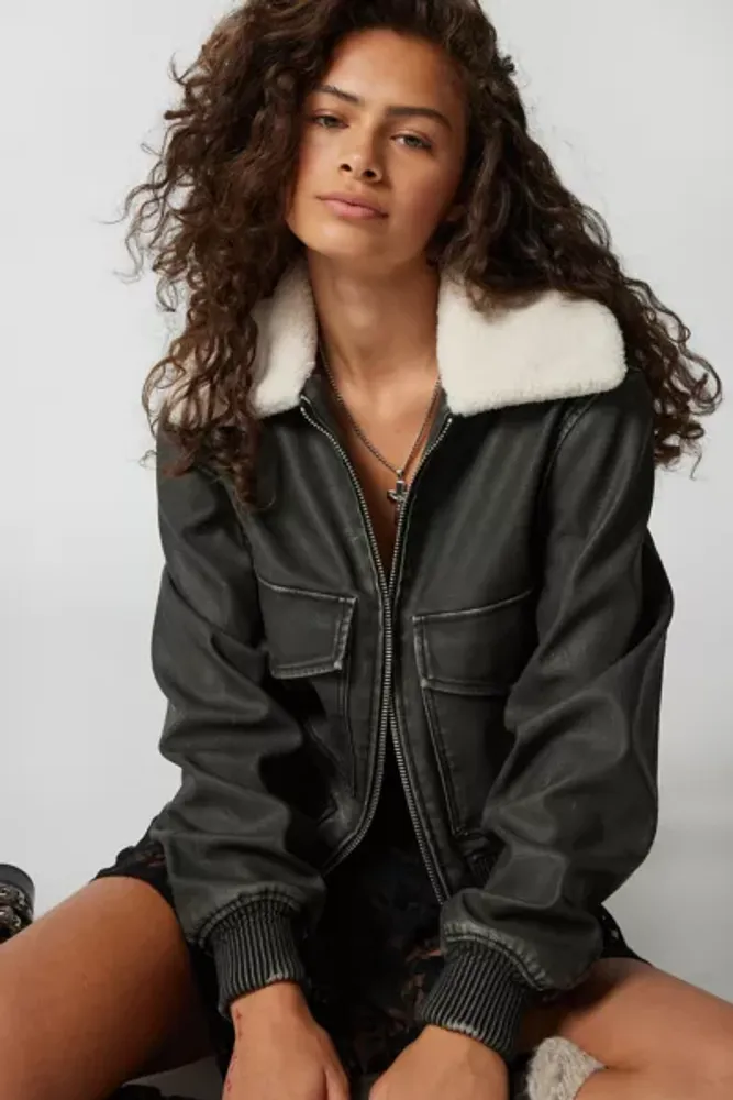 Urban Outfitters BLANKNYC Night Crawler Faux Leather Aviator Jacket