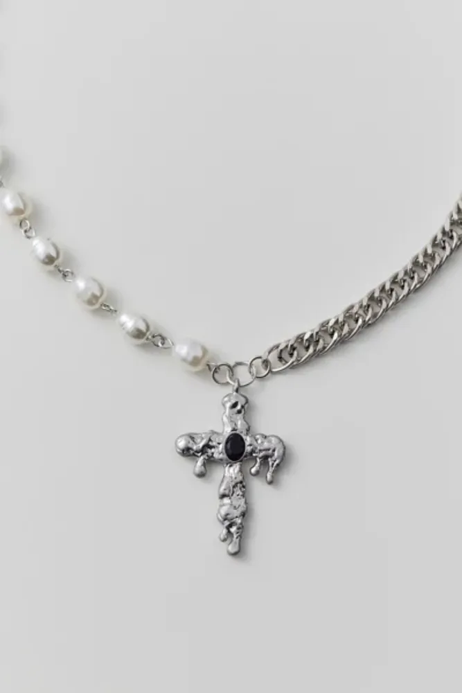 Melted Cross Pendant Necklace