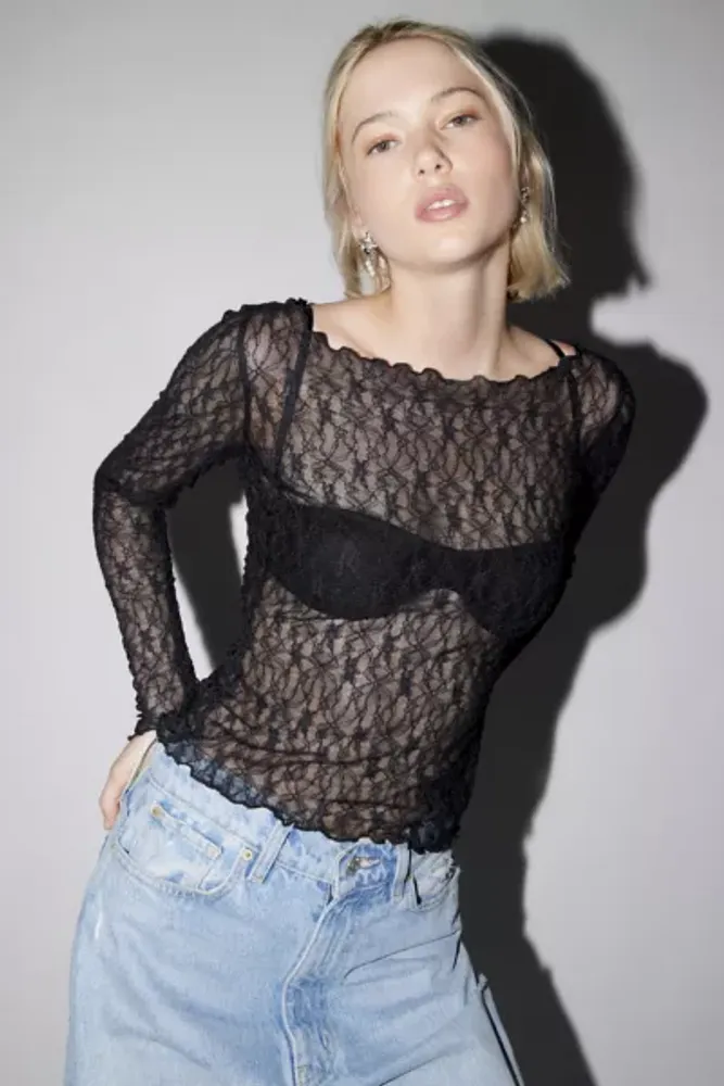 Out From Under Libby Sheer Mesh Long Sleeve Top