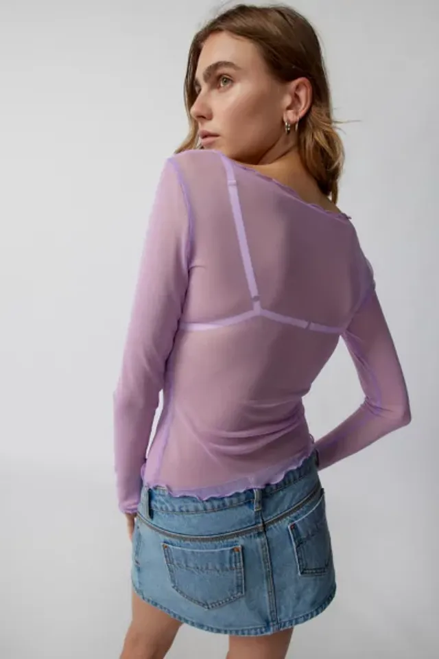 Out From Under Libby Sheer Lace Long Sleeve Top  Urban Outfitters Korea -  Clothing, Music, Home & Accessories