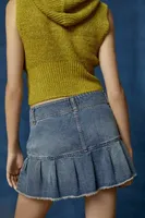 UO Raven Denim Pleated Mini Skirt