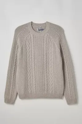 Schott Merino Wool Cableknit Crew Neck Sweater