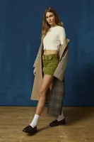 UO Joan Corduroy Belted Mini Skirt