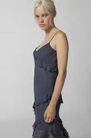 UO Dita Asymmetrical Ruffle Midi Dress
