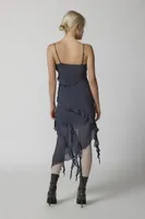 UO Dita Asymmetrical Ruffle Midi Dress