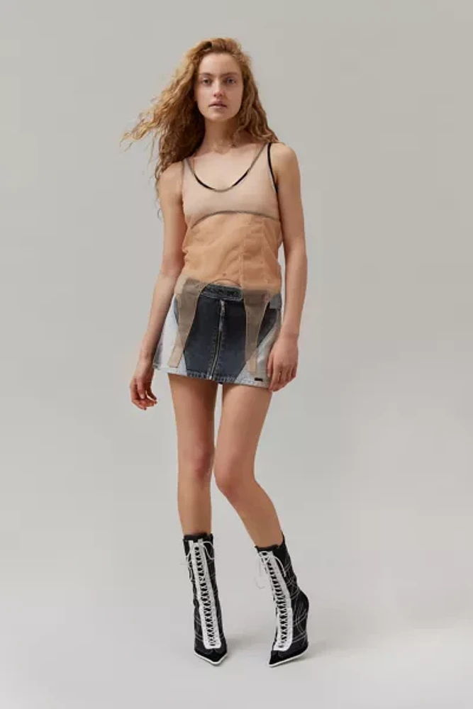 BDG Suki Racer Moto Denim Micro Mini Skirt