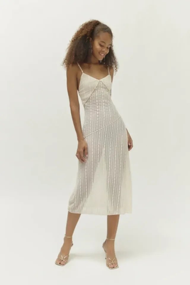 Urban Outfitters Motel Terra Mesh Off-The-Shoulder Midi Dress