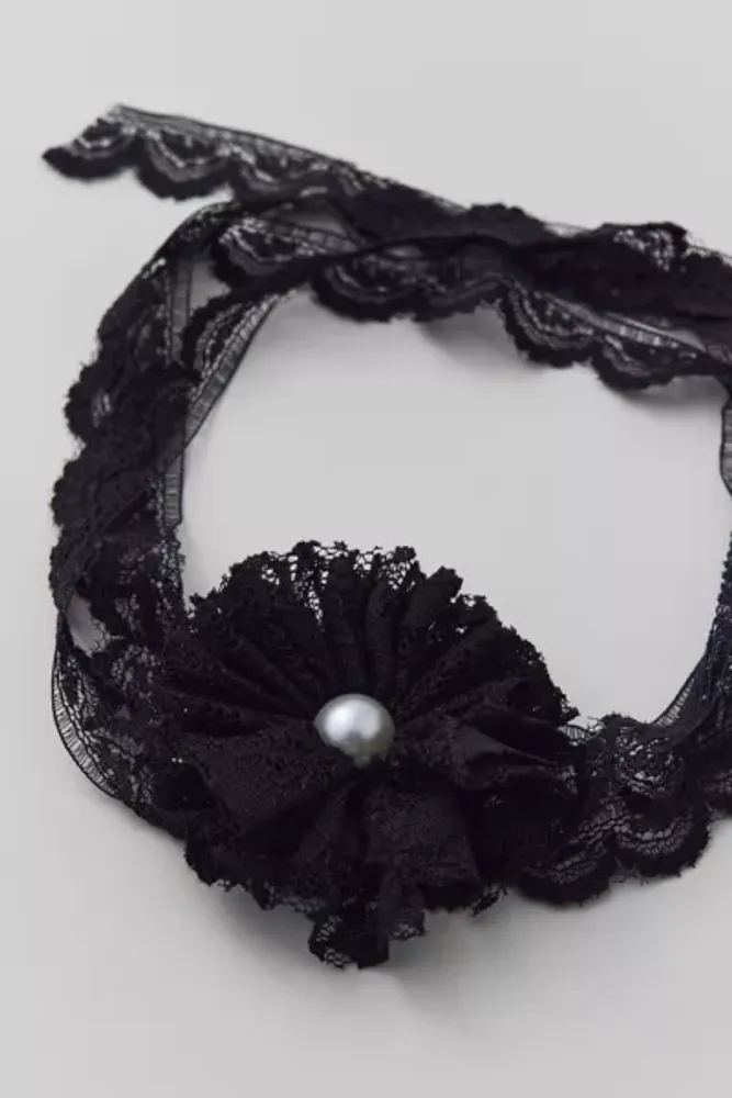 Lace Rosette Wrap Choker Necklace