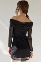 UO Isla Long Sleeve Off-The-Shoulder Mini Dress