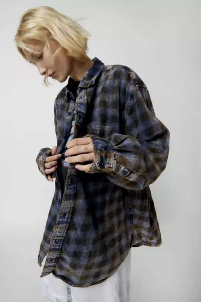 Urban Renewal Vintage Acid Wash Flannel Shirt