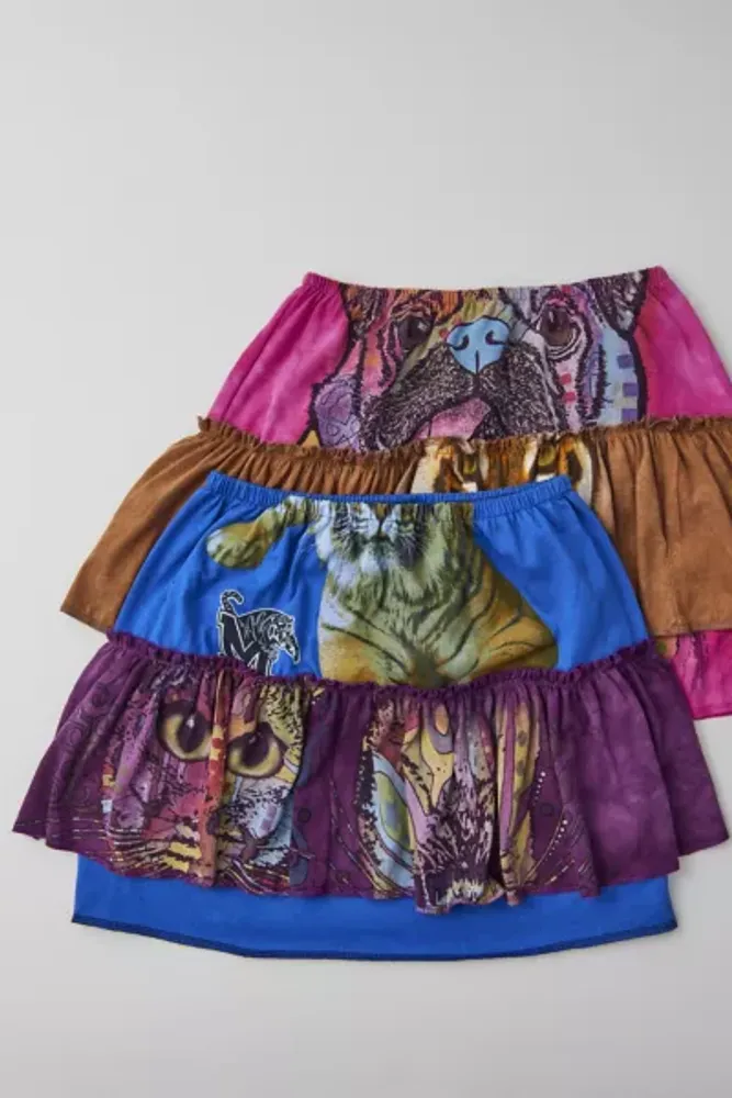 Urban Renewal Remade Animal Graphic Ruffle Mini Skirt