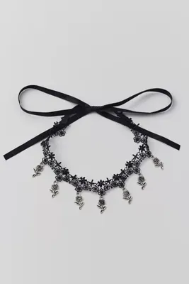 Lace Rosette Ribbon Choker Necklace