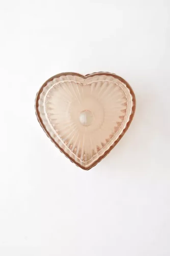 Lidded Glass Heart Trinket Jar