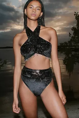 Beach Riot Jessica Celestial Beaded Bikini Top