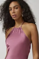 Kiss The Sky Satin Halter Midi Dress