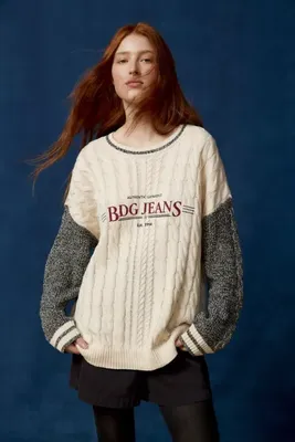 BDG Jeans Cable Knit Spliced Sweater