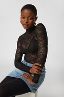 Out From Under Luna Sheer Lace Mock Neck Top