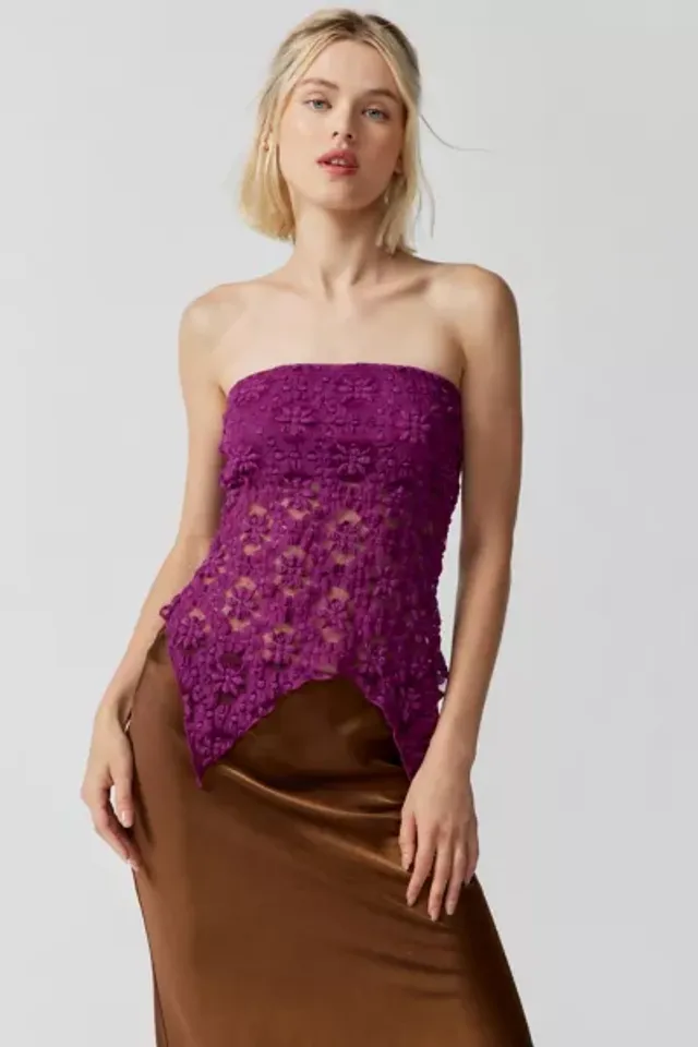 Urban Renewal Remnants Witchy Lace Tube Top in Red