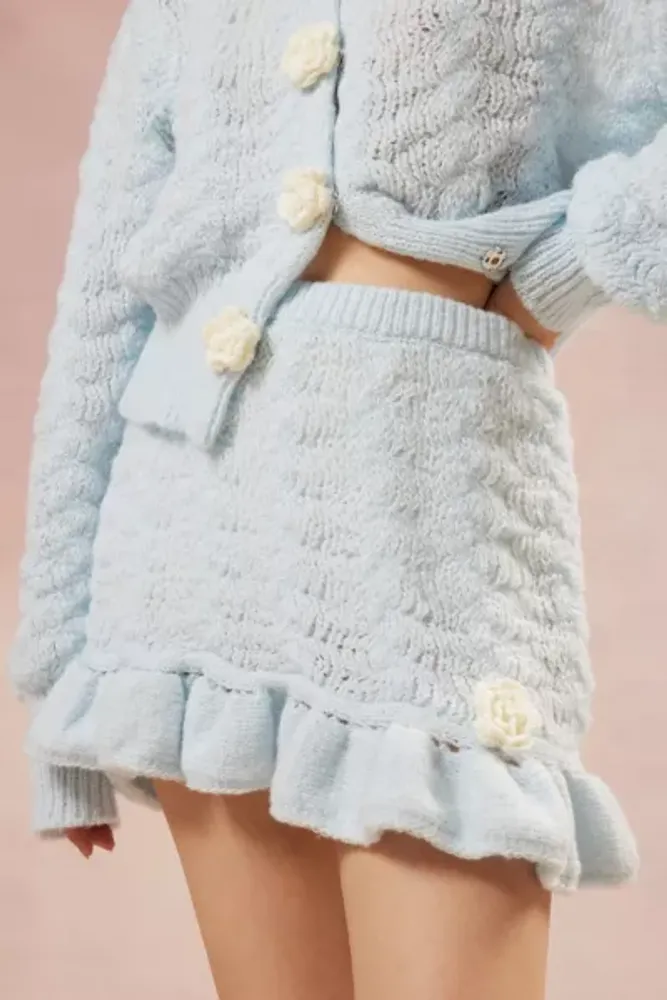 Kimchi Blue Blossom Knit Rosette Mini Skirt