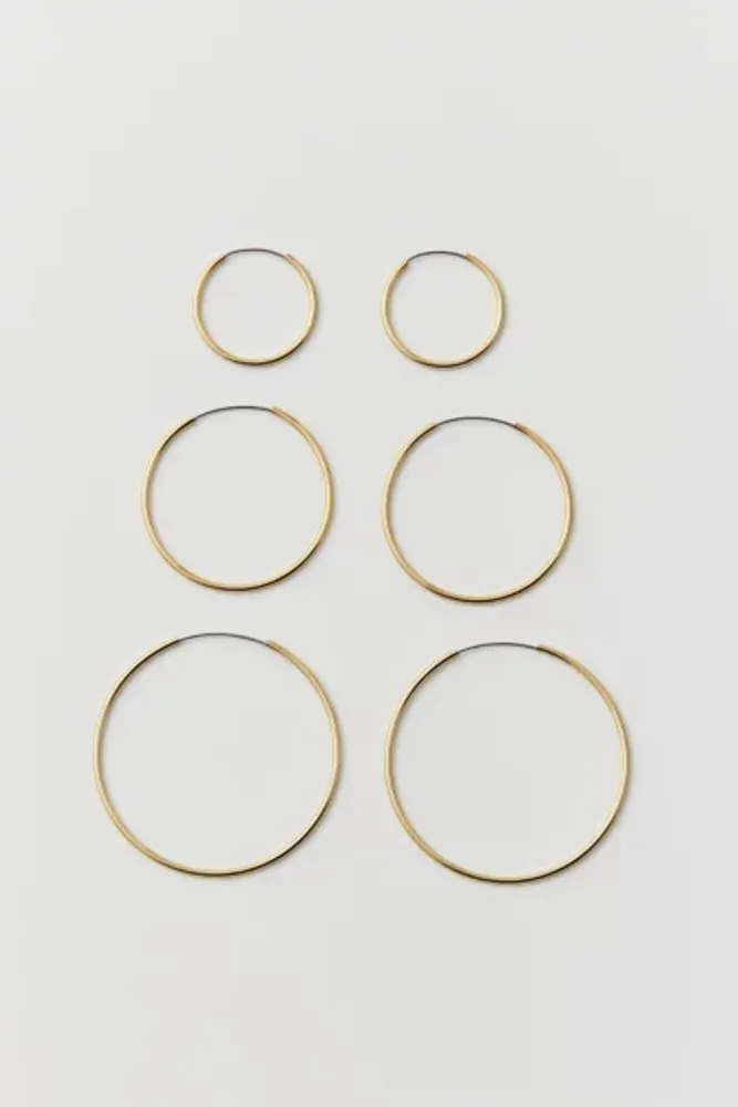 18k Gold & Sterling Silver Plated Hoop Earring Set