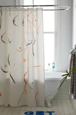 Amanda Laurel Atkins For Deny Breasts in Cream Shower Curtain