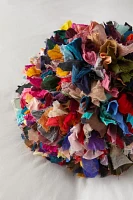 Urban Renewal Remnants Silk Sari Rag Ball Throw Pillow