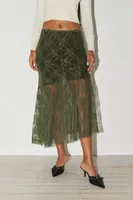 Jaded London Sheer Lace Midi Skirt