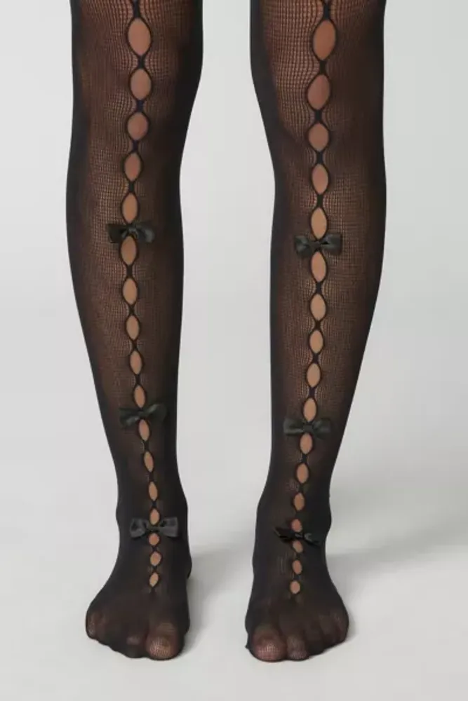 Urban Outfitters UO Mesh Bow Print Tights