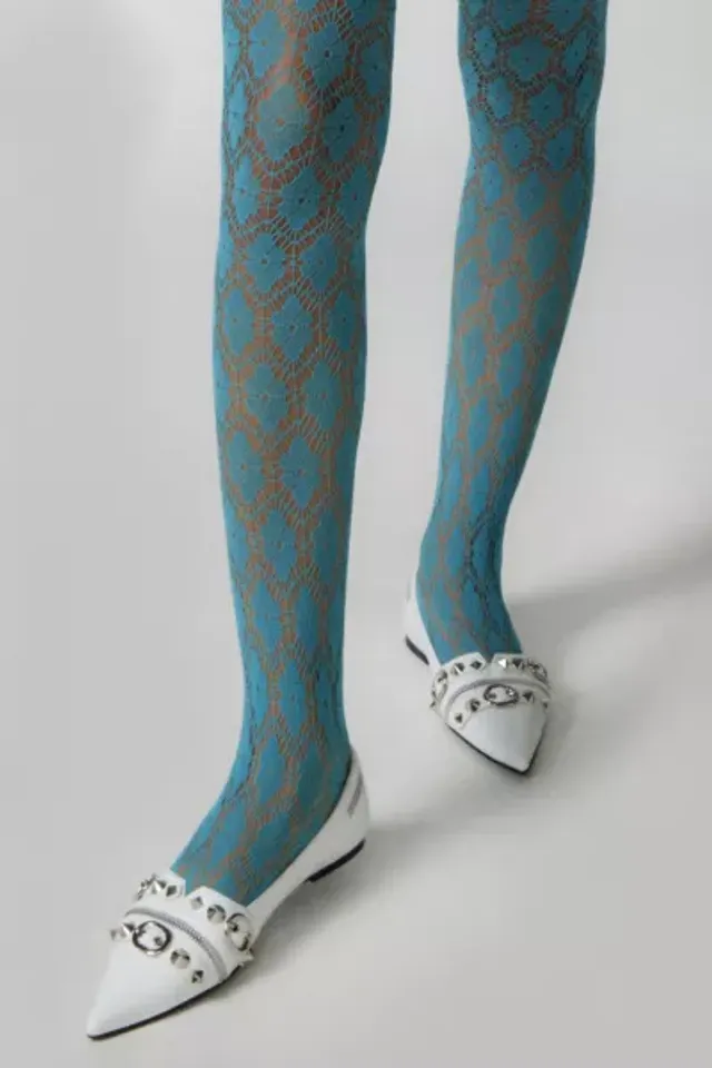 By Anthropologie Lace Rosette Tulle Tights