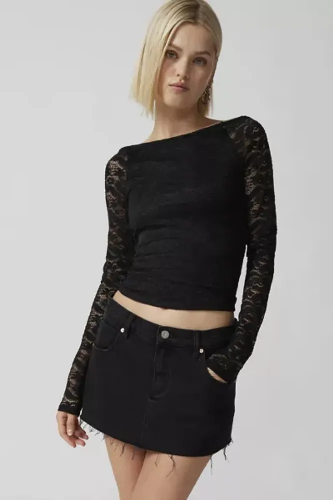 Urban Outfitters Danica Lace Sheer Long Sleeve Top - ShopStyle