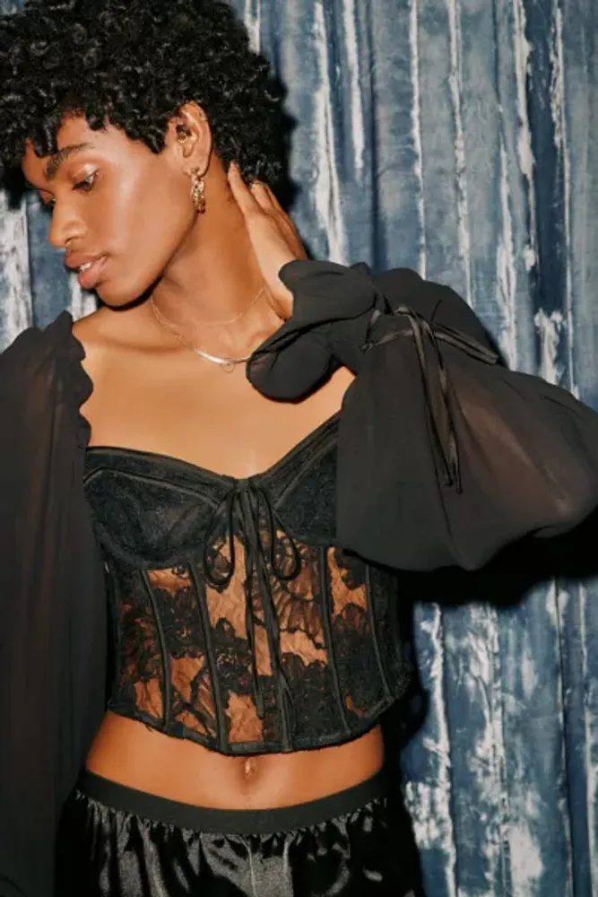 Urban Outfitters For Love & Lemons Sade Sheer Lace Corset Top