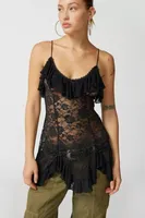 Out From Under Rouge Sheer Lace Mini Dress