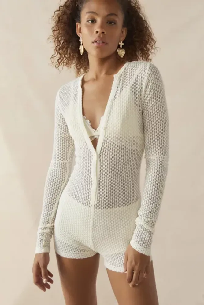Urban Outfitters Lioness Ghauri Semi-Sheer Knit Romper