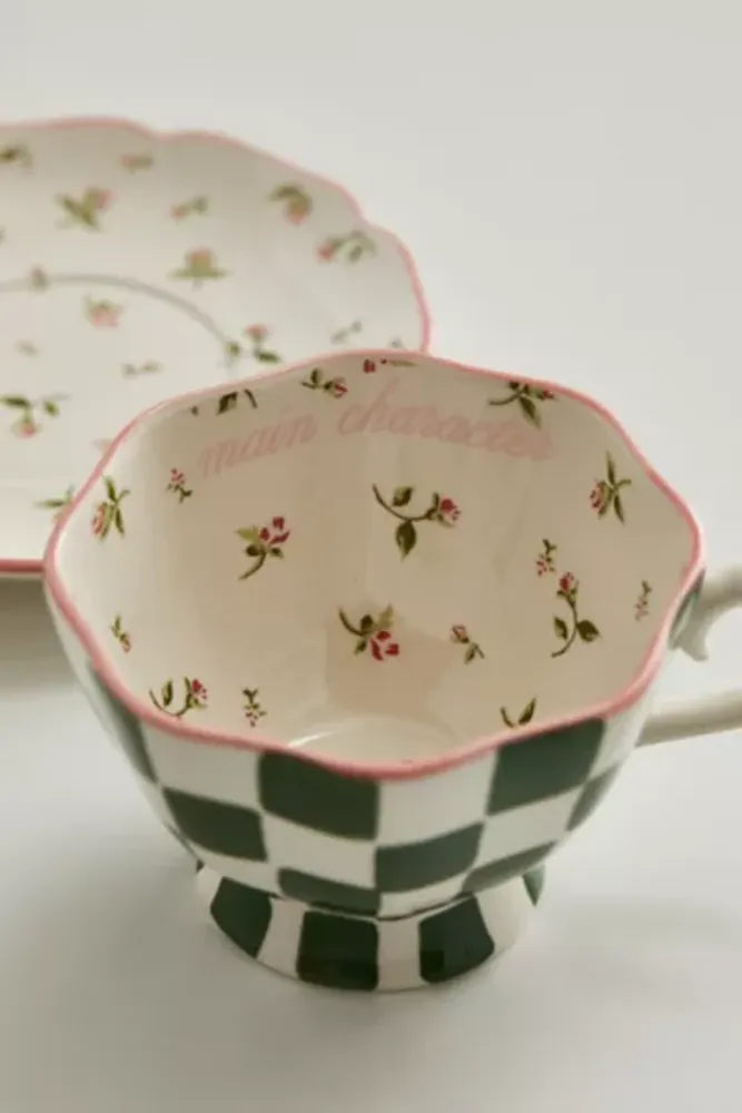 Urban Outfitters Graphic Teacup & Saucer Set