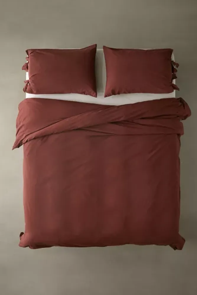 Breezy Cotton Percale Knotted Duvet Cover